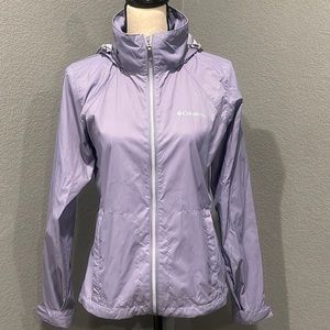 Columbia nylon waterproof packable rain jacket with hood